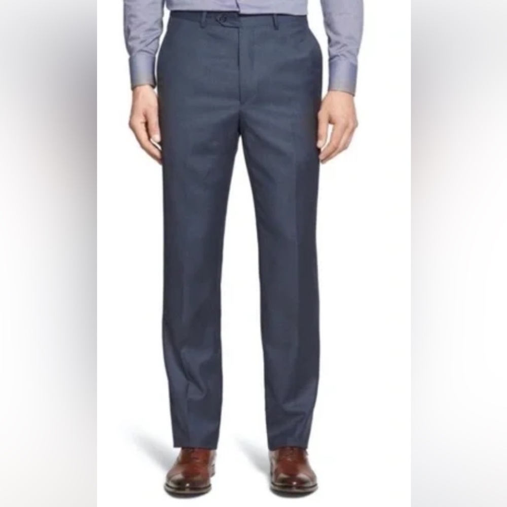 Santorelli Linen Heathered Blue Trousers